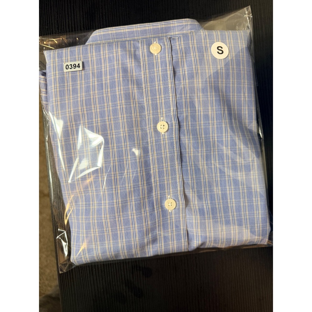 UNTUCKit Mens Small Blue Plaid Wrinkle Free Two Ply Cotton Button Down Shirt - Picture 7 of 7